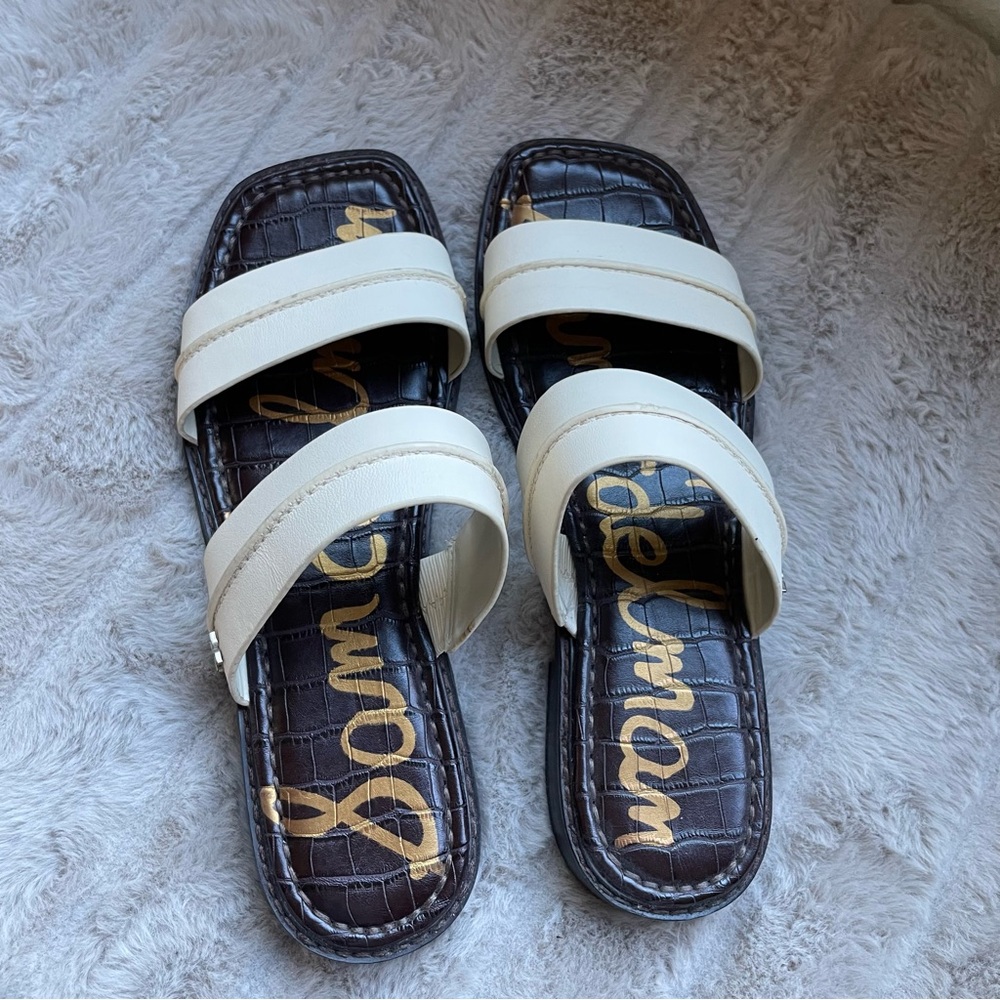 Sam Edelman Cream and Brown Slide Sandals women’s size 7.5